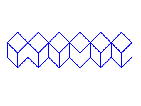 A cube repeated 6 times across.